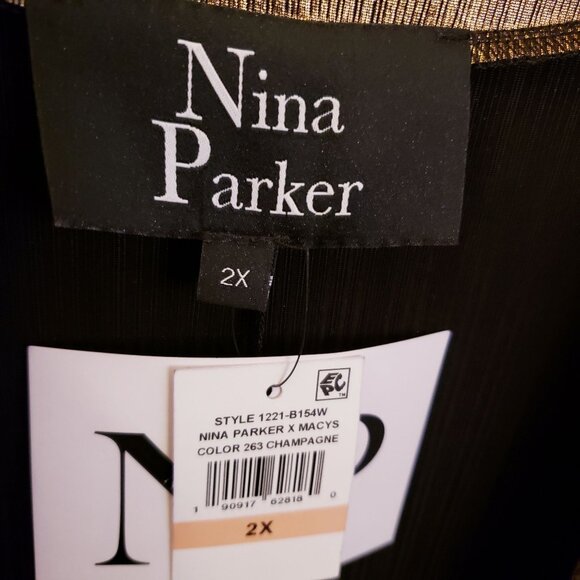 Nina Parker Bronze Metallic Duster Pants Coord Set Party Festive Holiday 2X NWT - Picture 15 of 15